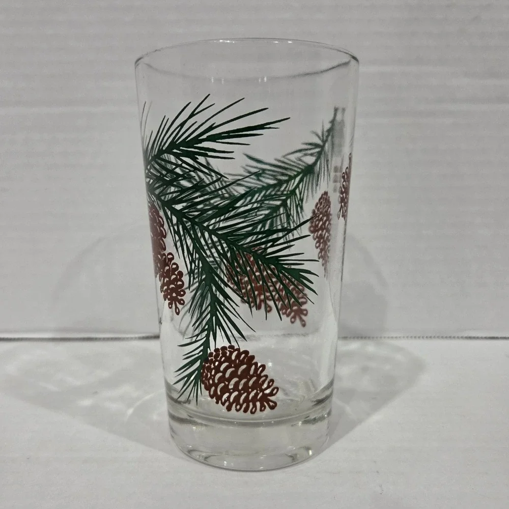 Vintage Boscul Peanut Butter Glass Pine Cone Pattern Tumbler 5 Inch Tall